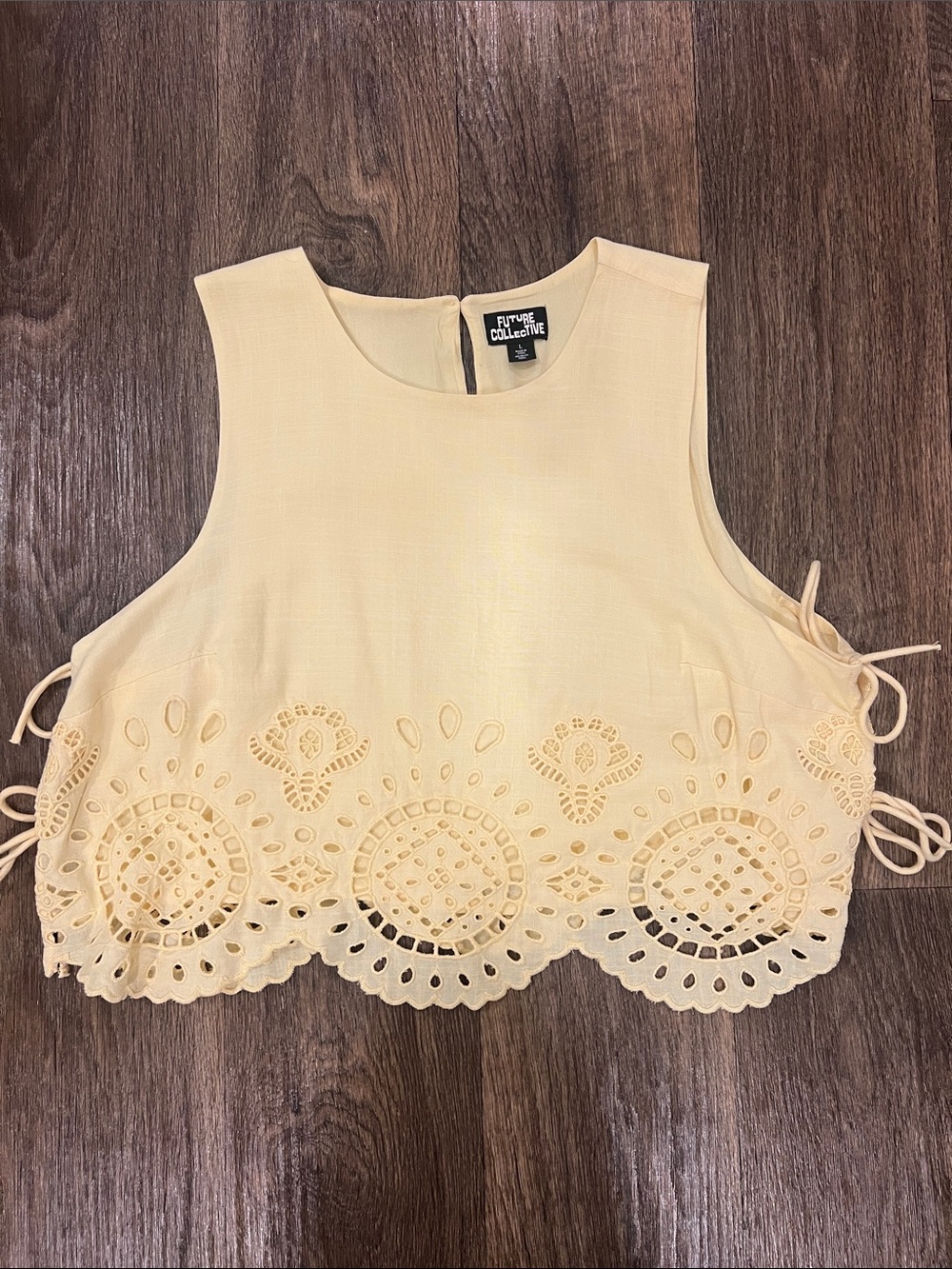 Target Cream Eyelet Crop Top with Side Ties